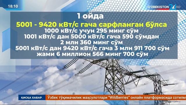 1-noyabrdan Boshlab Elektr Energiyasi Tarif Narxlari Mutlaqo O‘zgarmaydi