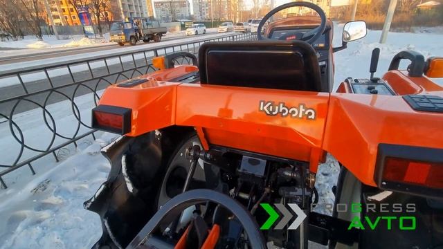 Kubota GT3 трактор японский с почвенной фрезой запуск в холод зимой прогрессавто минитрактора