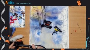 Мастер-класс/ Шерстяная акварель/ Как рисовать шерстью/ Снеговик