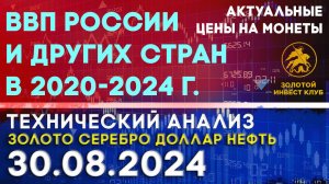 ВВП России и других стран в 2020-2024 г. Анализ рынка золота, серебра, нефти, доллара 30.08.2024