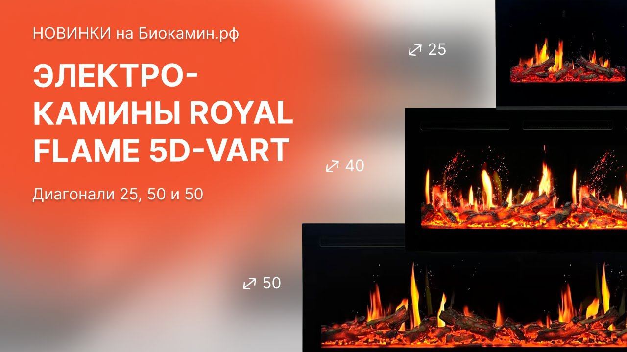 Обзор электрокаминов Royal Flame 5DVart, диагонали: 25, 40 и 50Opti-V в корпусе Vision. НОВИНКА!