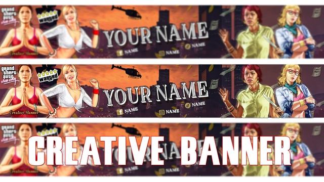 FREE YOUTUBE BANNER !! GTA 5 ONLINE THEME-- photoshoP смотреть онлайн