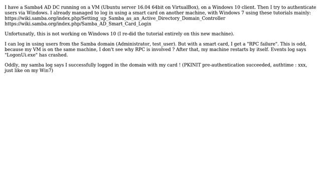 Samba AD + Windows 10 Smart card Login смотреть онлайн