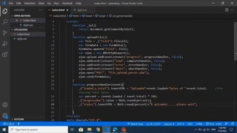 File uploading with progress bar using HTML, CSS, JS, PHP, AJAX