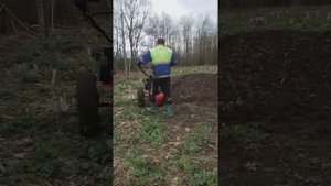 Пахота мотоблоком на 13 резине.