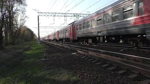 Электропоезд ЭР2Р-7054 (ТЧ-26) пригородный поезд №6840 Москва - Шатура.