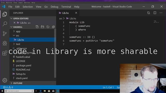 Haskell hello world on windows in visual code (IDE support)