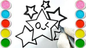 Cute Stars Drawing For Kids Painting and Coloring For Kids, Toddlers