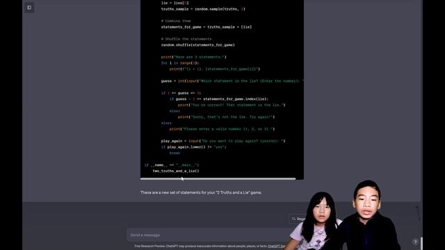 Learn Python with ChatGPT | 2 Truths 1 Lie Game