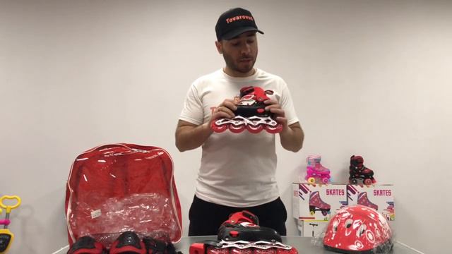 Ролики детские раздвижные Комплект Happy STAR Красный размер (29-33) и (34-37) смотреть онлайн