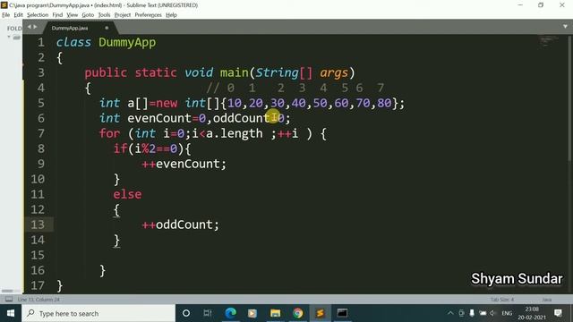 Count total numbers of present elements at even and odd index of array || Shyam Sundar смотреть онлайн