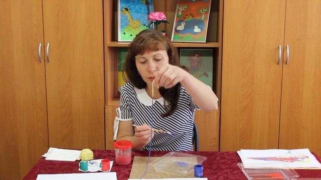 Тема занятия: "Цветы" в технике рисования "шерстяная нить"