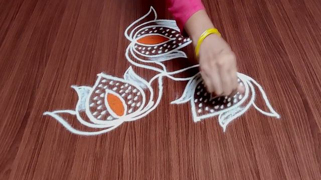 3 Dots Simple Beginners Lotus Rangoli Designs | Small 2 Min Kolam Designs | Latest 3 Dots Muggulu смотреть онлайн
