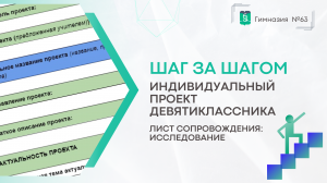 Шаг за шагом. 9 класс Индивидуальный проект. Лист сопровождения Исследование