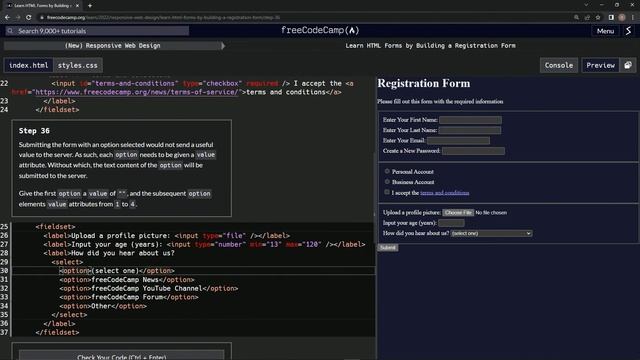 (ARCHIVED) Learn HTML Forms by Building a Registration Form - Step 36