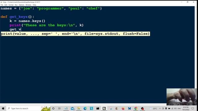 Python For Beginners Dictionary Keys & Values Example Program Tutorial 2022