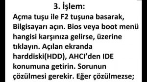 Missing Operating System Hatası ve Çözümü