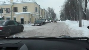 Сдача экзамена в ГИБДД на маршрутах зимой.