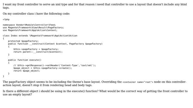 Magento: How to create a front controller that uses an empty layout? смотреть онлайн