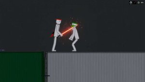 Люди сражаются на световых мечах в People Playground