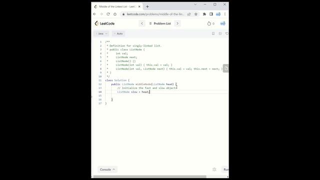 LeetCode 876 | Find middle node of the linked list | Java solution | #leetcodesolution
