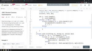 LeetCode 1092 | Shortest Common Supersequence | DP | LCS | Reverse | Java