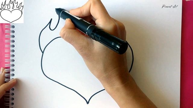 HOW TO DRAW A HEART ON FIRE, STEP BY STEP, СЕРДЦЕ смотреть онлайн