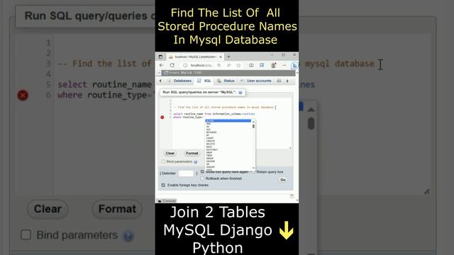 List of all stored procedures names #mysql