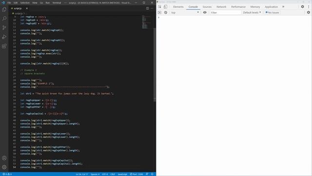 Javascript Basics · String · match() (method)