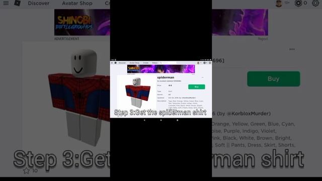 How to look like Spider-Man in roblox(READ PINNED COMMENT!!!!)#shorts