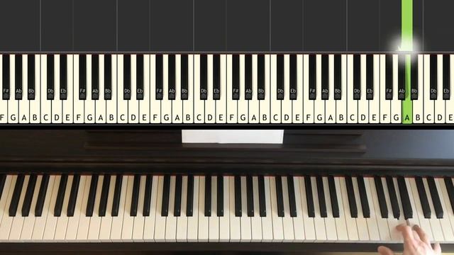 Waltz in a-minor, F. Chopin, easy piano tutorial for beginners, how to play on piano, with Synthesi