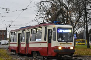 Трамваи ЛМ-99 на маршруте Тихорецкий проспект-проспект Луначарского