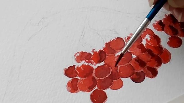 Акварель "рябина под снегом" Watercolor rowan berry drawing смотреть онлайн