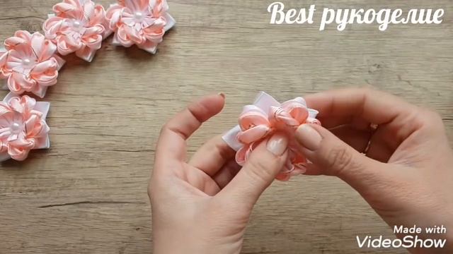 Канзаши на пучок (гульку)  Нарядная резинка. МК /DIY