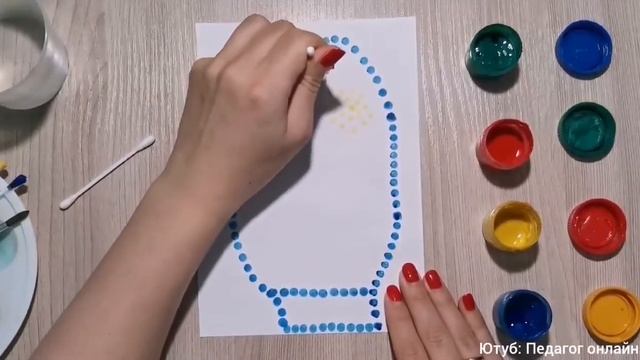 Рисуем варежку ватными палочками! Развитие мелкой моторики ребенка. Рисование для детей
