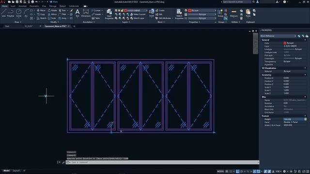 Casement Window (Aluminum or PVC): AutoCAD Dynamic Block (ElevationView) смотреть онлайн