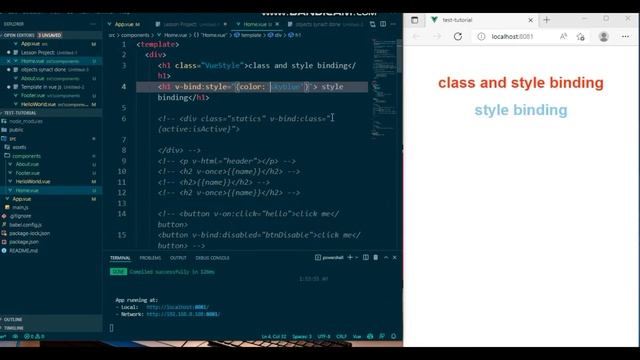 vue js 3 tutorial class and style binding  part #21