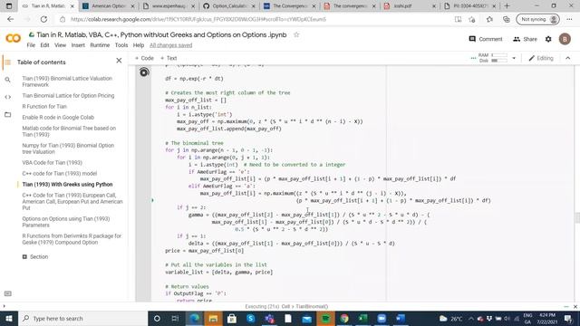 Tian (1993) binomial model With Greek Parameter Sensitivities using Python code ( Google Colab ) смотреть онлайн