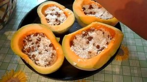 Тыква запеченная с рисом и изюмом