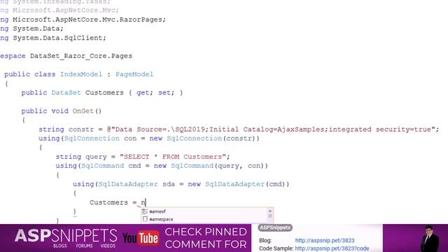 Using SqlDataAdapter in ASP.Net Core Razor Pages смотреть онлайн