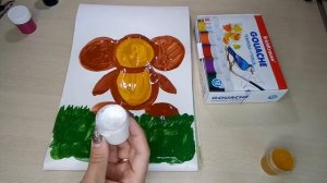 Рисуем Чебурашка, гуашь