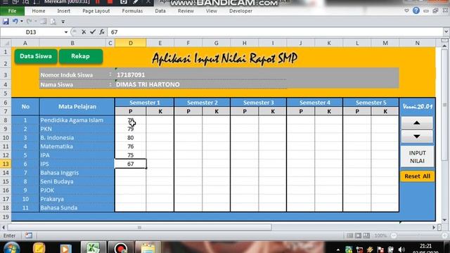 Membuat Aplikasi Excel Input Nilai Rapot Part 2 смотреть онлайн