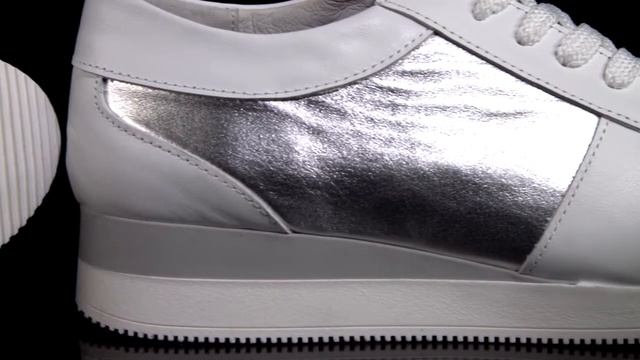 Кроссовки серебряно-белые женские кожаные 0131 - #днепровскийбукин смотреть онлайн