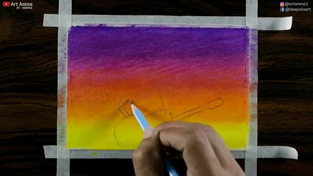 A Girl with Guitar drawing for beginners with oil pastel - step by step смотреть онлайн