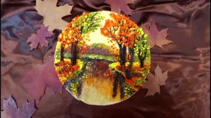 Торт с росписью. Дыхание осени. #осень #золотаяосень #дерево #торт  #пейзаж