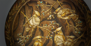 Украшаем панно мозаикой из соломки и перламутра