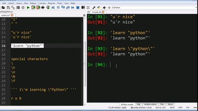 5. String Overview and Special Characters for Strings
