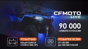 90 000 CFMOTO в России – подарки до 300 000 рублей и розыгрыш нового CFORCE 400L EPS!