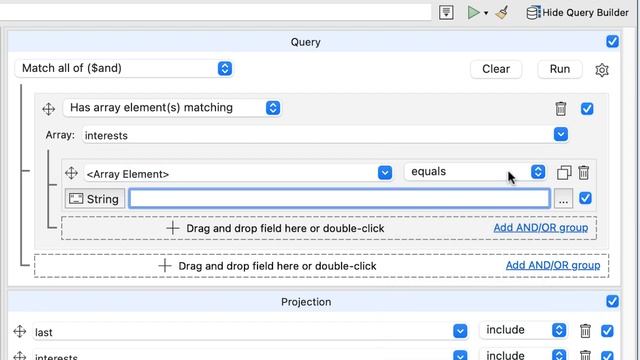 MongoDB 201: Lesson 4 Exercise 3  Using Visual Query Builder to query multiple array values