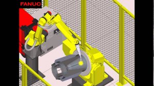 Симуляция сварки промышленным роботом Fanuc стабилизаторов авиационных бомб, вариант 1